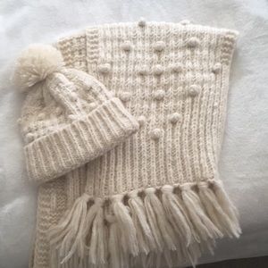 Jcrew chunky knit bobble scarf and beanie